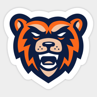 Retro Roar: Angry Bear Sports Mascot T-shirt for Die-Hard Sports Fans Sticker